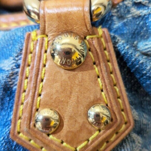 Authentic Louis Vuitton Denim Pleaty Monogram Vintage Pouch Pochette Hand Bag - Picture 11 of 16